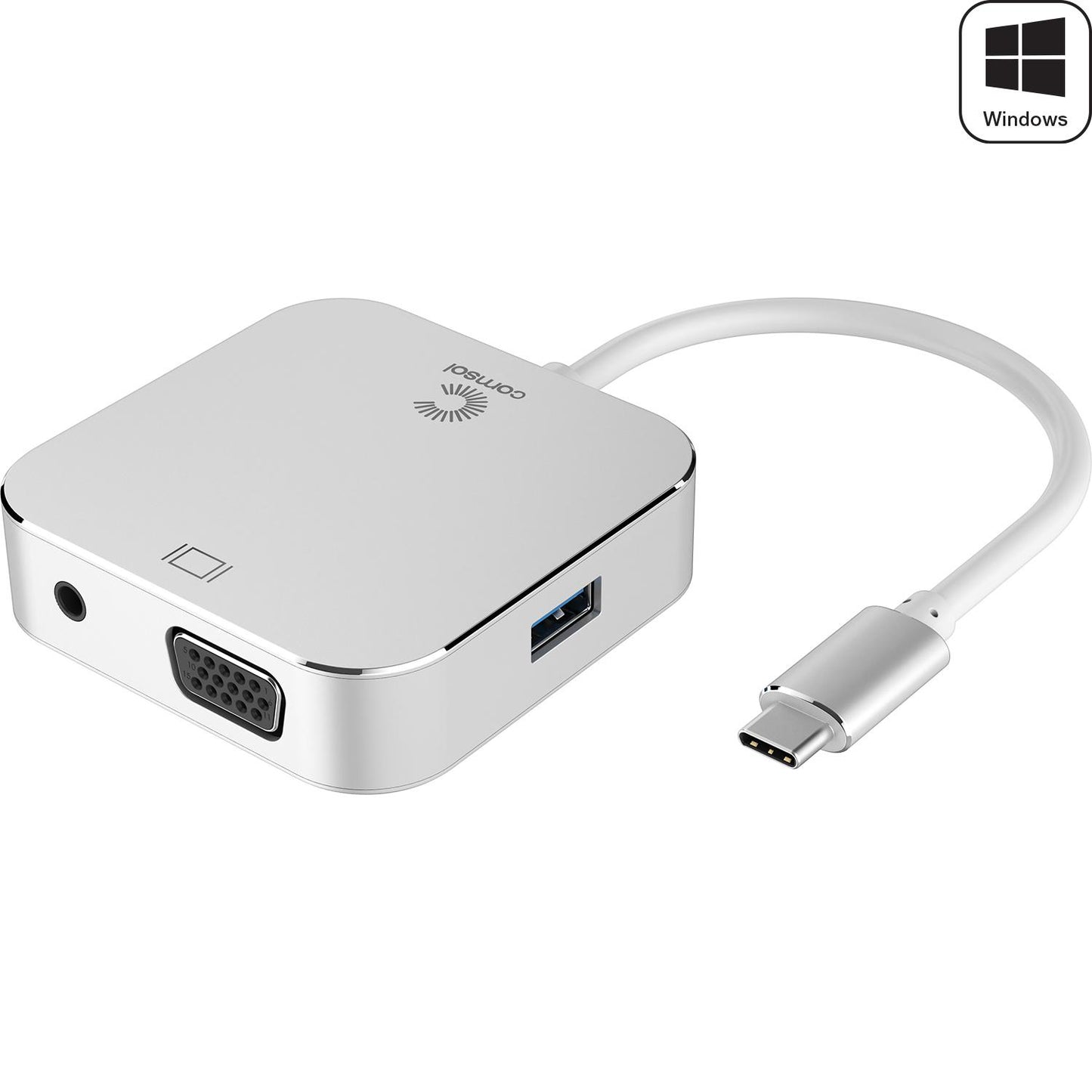 USB-C to HDMI + VGA + USB3.0 + 3.5mm Audio Adapter