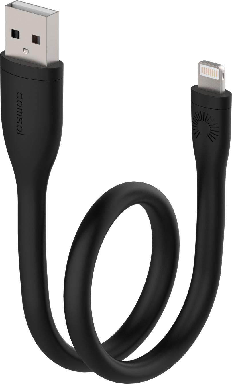 25cm Apple Lightning to USB Cable - Silicone Black