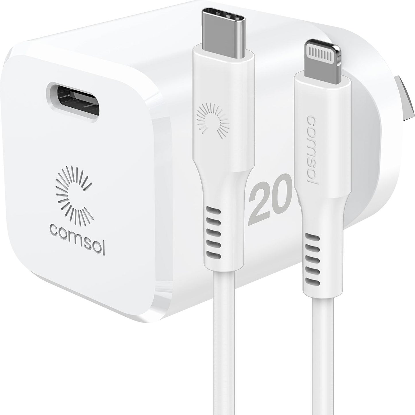 Comsol 20W USB-C Wall Charger + 2.5m iPhone Cable