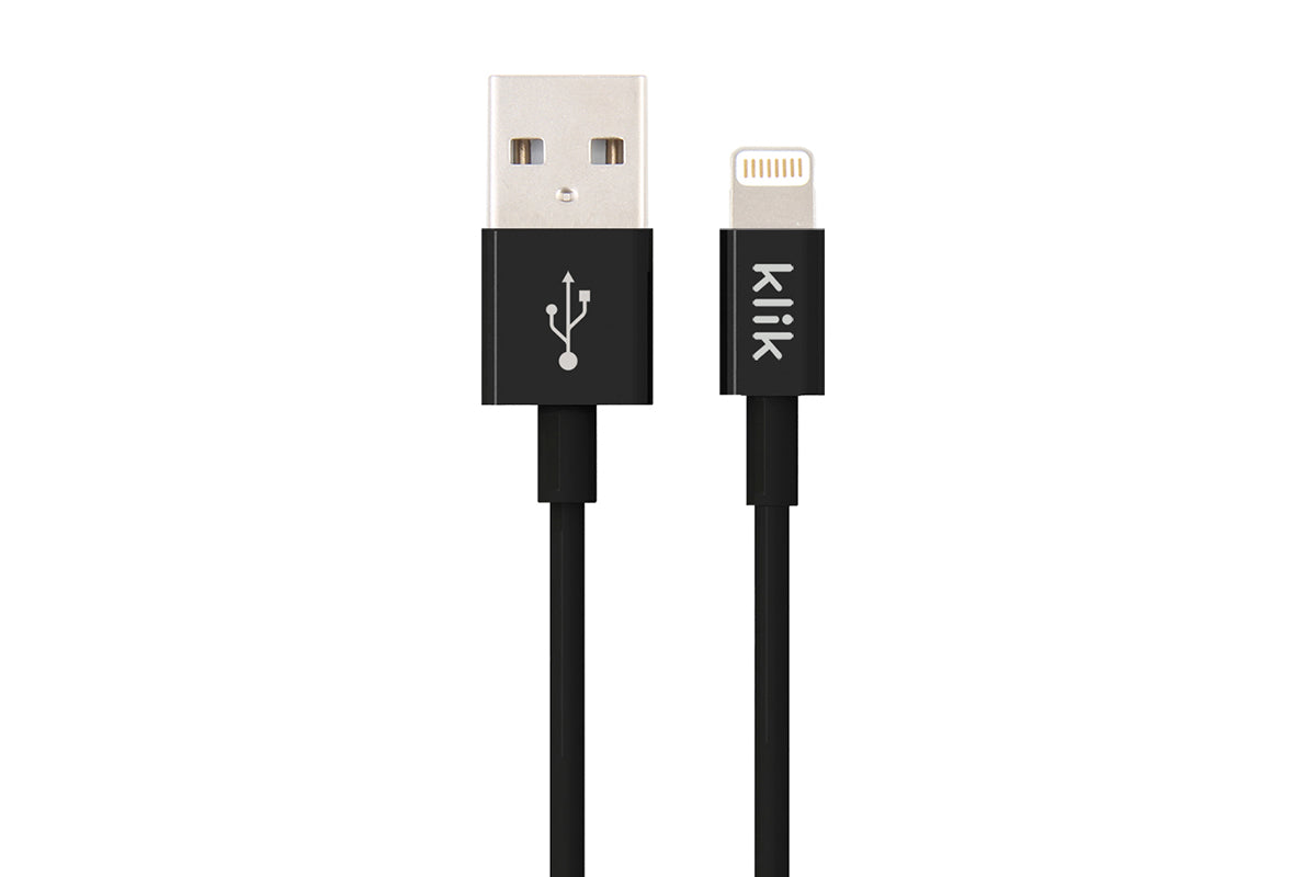 Klik 1.2m Apple Lightning to USB Sync/Charge Cable - Black