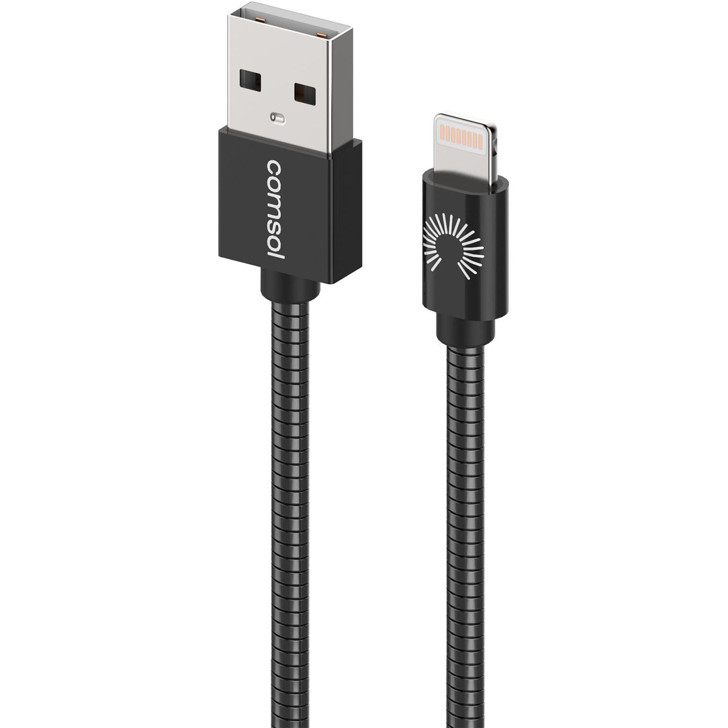 Comsol 1.2m Apple Lightning Cable Metal Jacket - Black