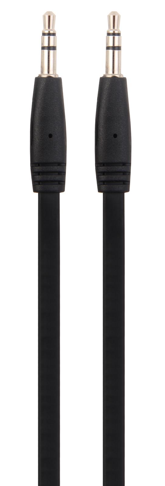 1mtr Flat Audio Cable 3.5mm Male to Male - Black
