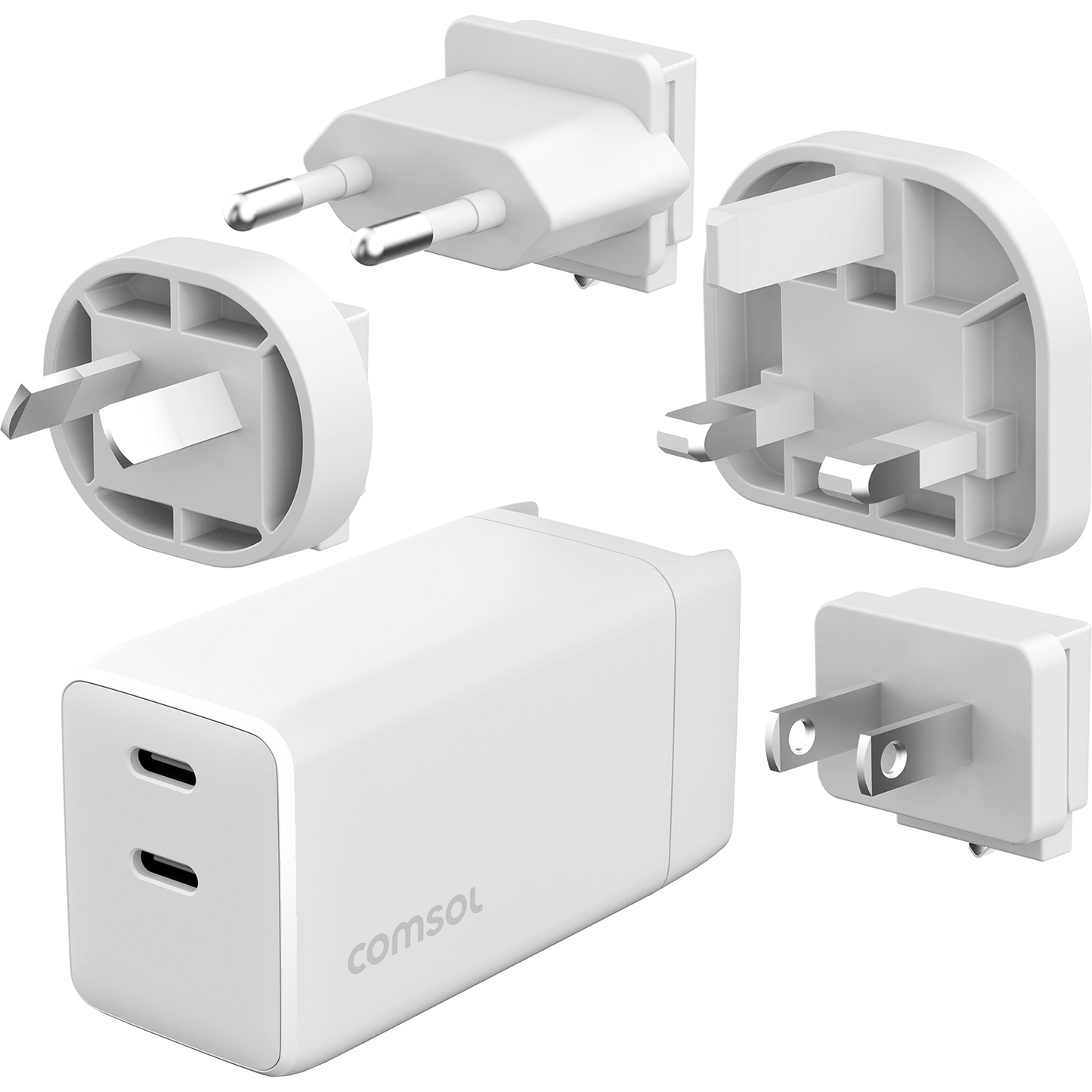 60W GaN Dual USB Travel Charger US/EU/UK/AU White