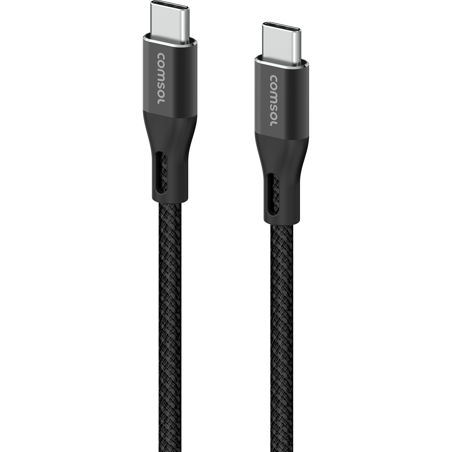 2m USB-C to USB-C Silicone + Fabric Cable Black