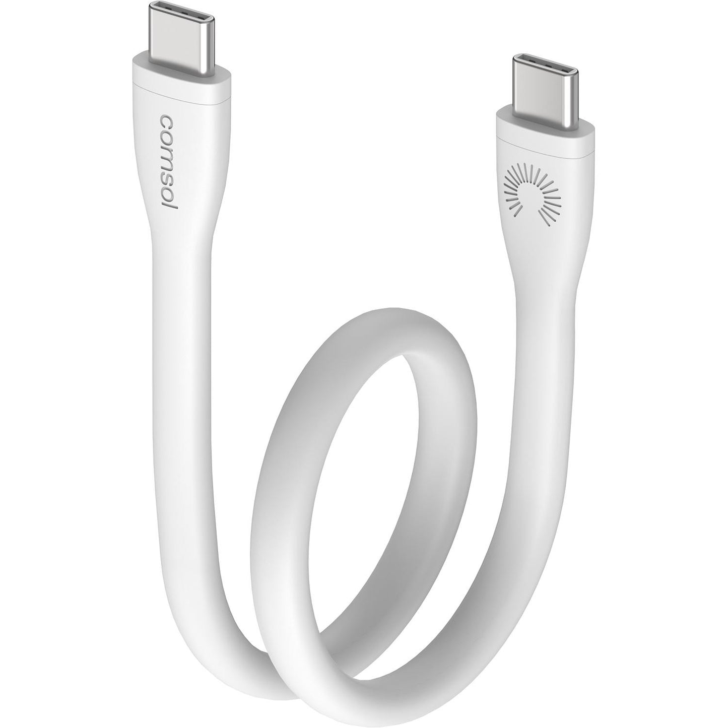 25cm Silicone USB-C to USB-C Cable White