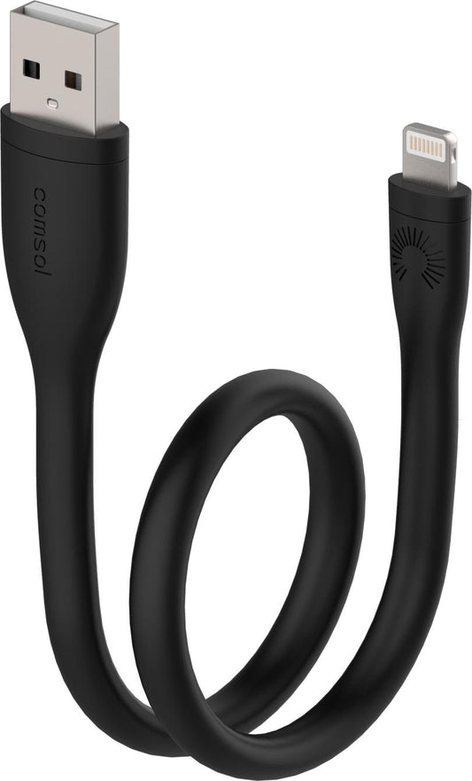 25cm Apple Lightning to USB Cable - Silicone Black