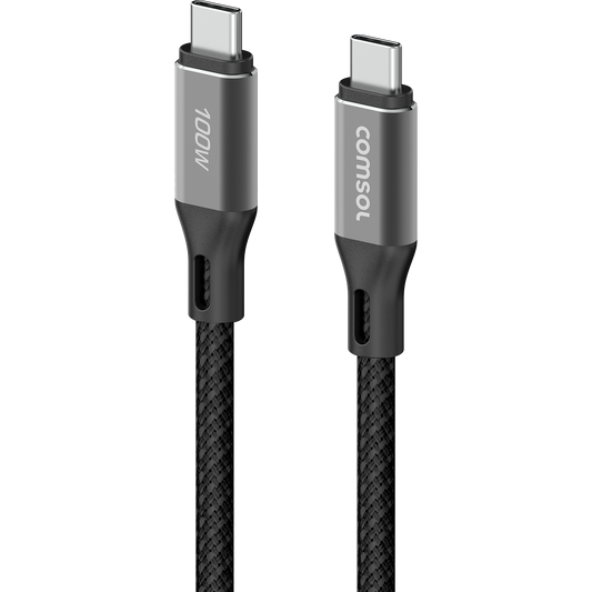 3m USB-C to USB-C Silicone + Fabric Cable 100W Black