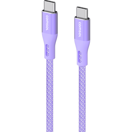1.2m USB-C to USB-C Silicone + Fabric Cable Lilac