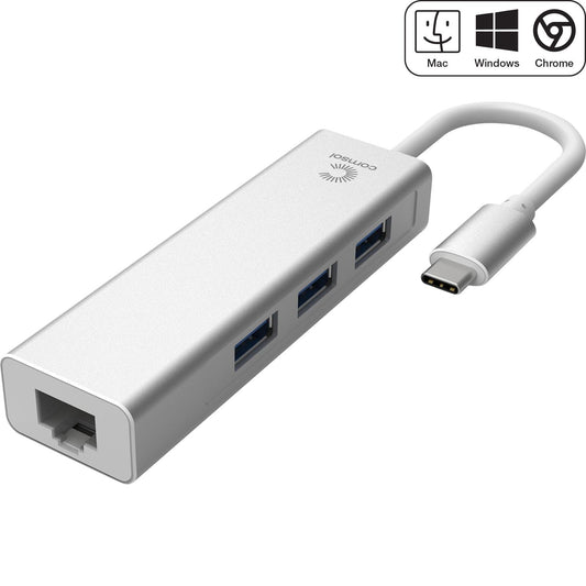 Comsol USB-C Male to Gigabit Ethernet + 3 Port USB 3.0 Hub