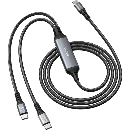 2m USB-C to 2 x USB-C Dual Charge Cable 100W