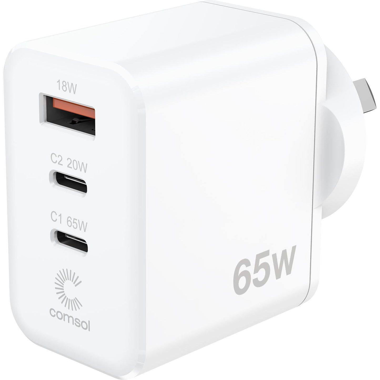 Comsol 65W USB-C + C + A Wall Charger