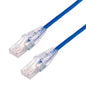 30cm 10GbE Ultra Thin Cat 6A UTP Snagless Patch Cable LSZH (Low Smoke Zero Halogen) - Blue