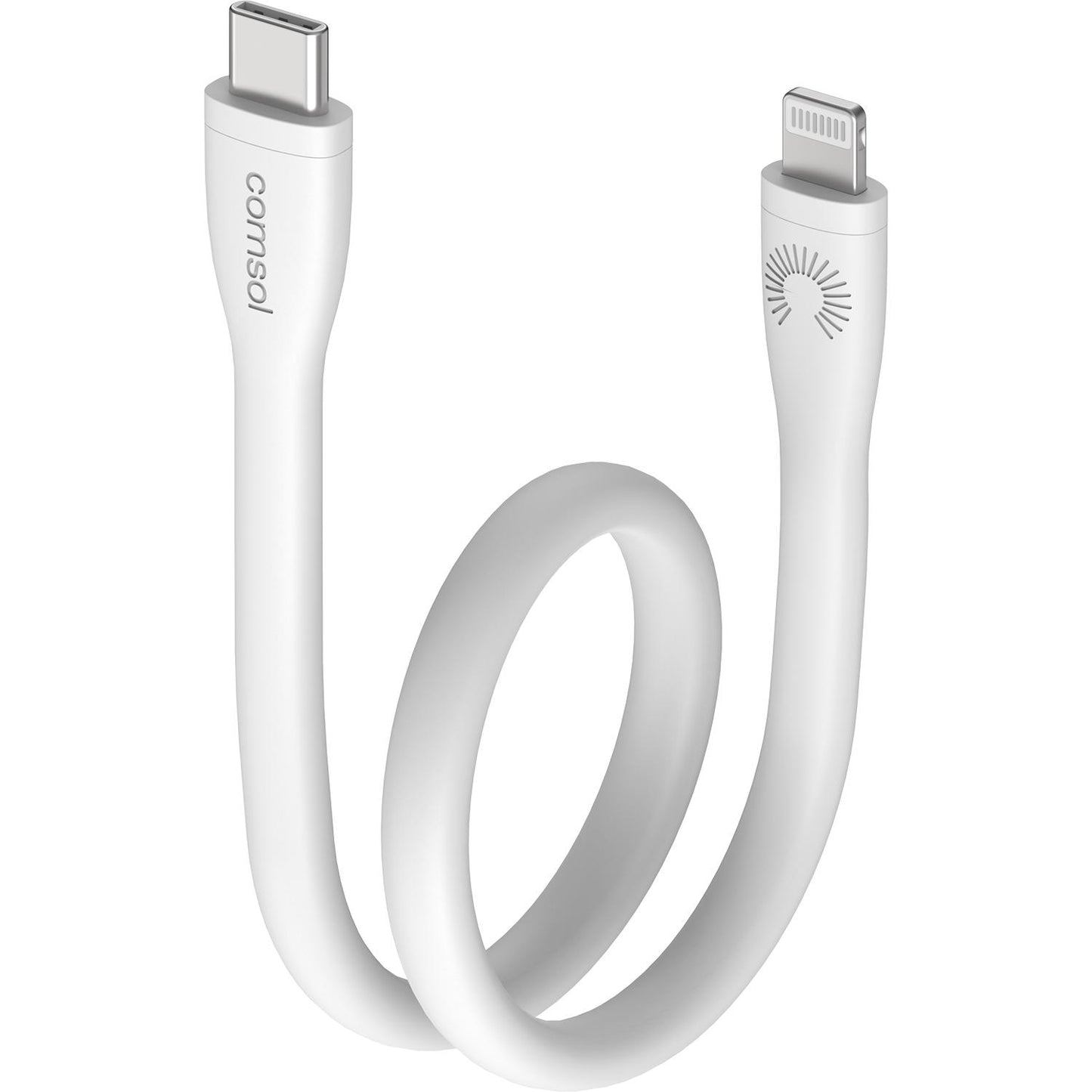 25cm Silicone USB-C to Lightning MFi Cable White