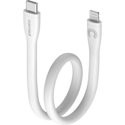 25cm Silicone USB-C to Lightning MFi Cable White
