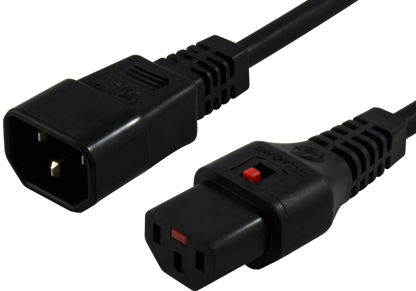 50cm IEC LOCK Power Cable IEC-C14(M) to IEC-C13(F) Black