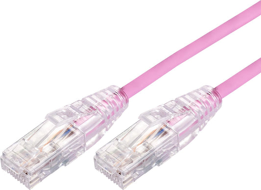 30cm 10GbE Ultra Thin Cat 6A UTP Snagless Patch Cable LSZH (Low Smoke Zero Halogen) - Pink