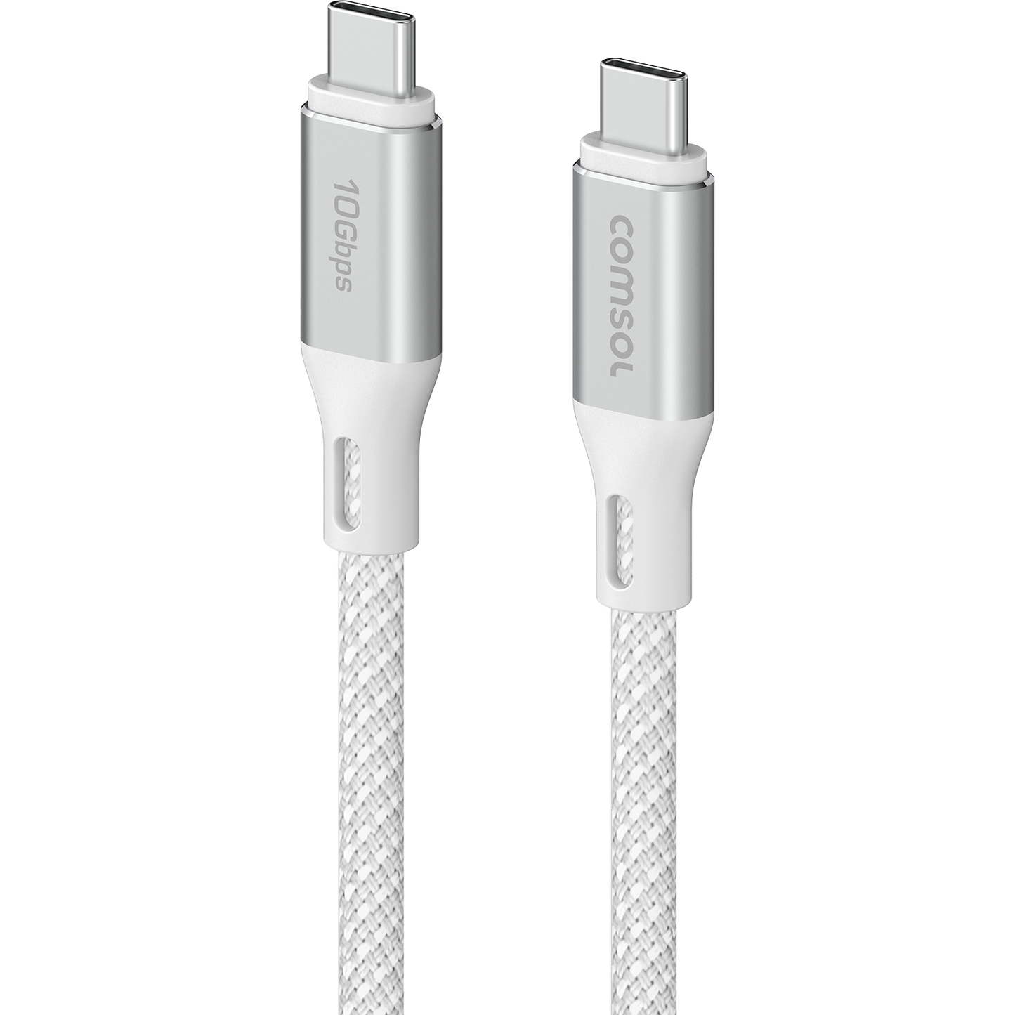 1.2m USB-C to USB-C Silicone + Fabric Cable 10Gbps White