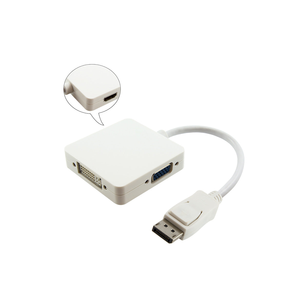 20cm DisplayPort Male to VGA / DVI / HDMI Adapter