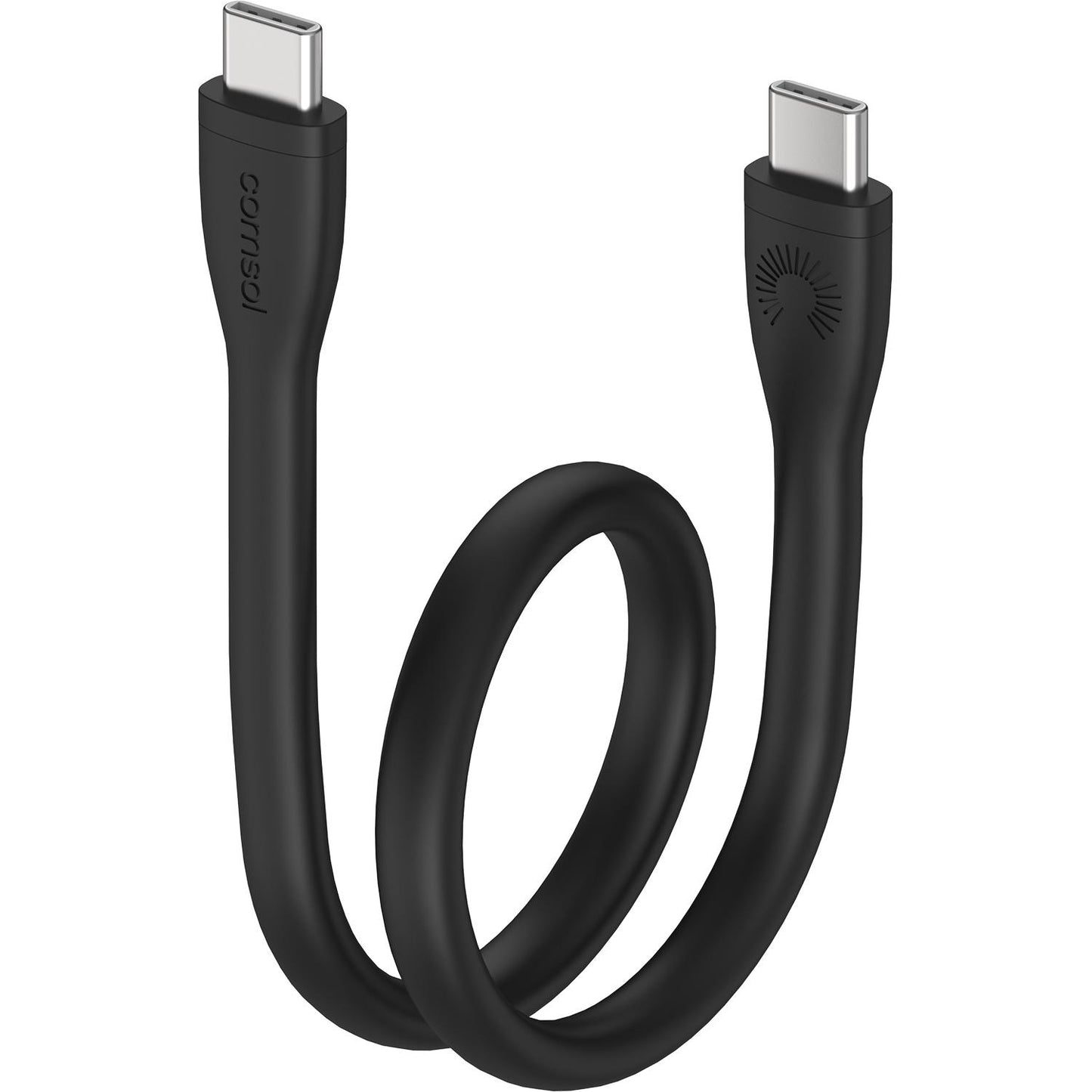 25cm Silicone USB-C to USB-C Cable Black
