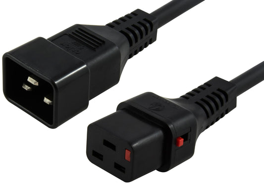 2m IEC LOCK Power Cable IEC-C20(M) to IEC-C19(F) Black