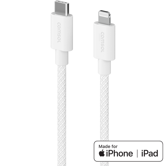 2m USB-C to Lightning Silicone + Fabric Cable White
