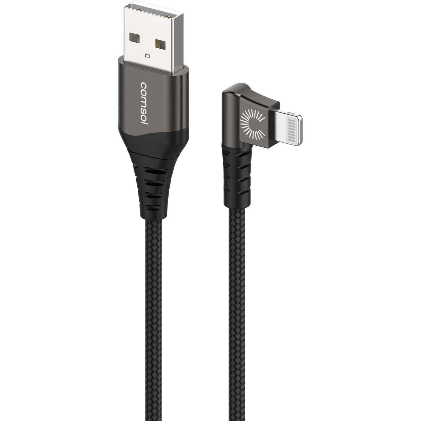 1.2m USB-A to Right Angle Lightning Cable Black