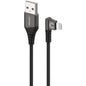 1.2m USB-A to Right Angle Lightning Cable Black