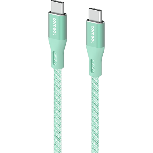 1.2m USB-C to USB-C Silicone + Fabric Cable Mint