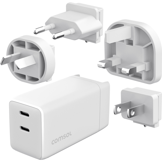 60W GaN Dual USB Travel Charger US/EU/UK/AU White