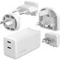 60W GaN Dual USB Travel Charger US/EU/UK/AU White