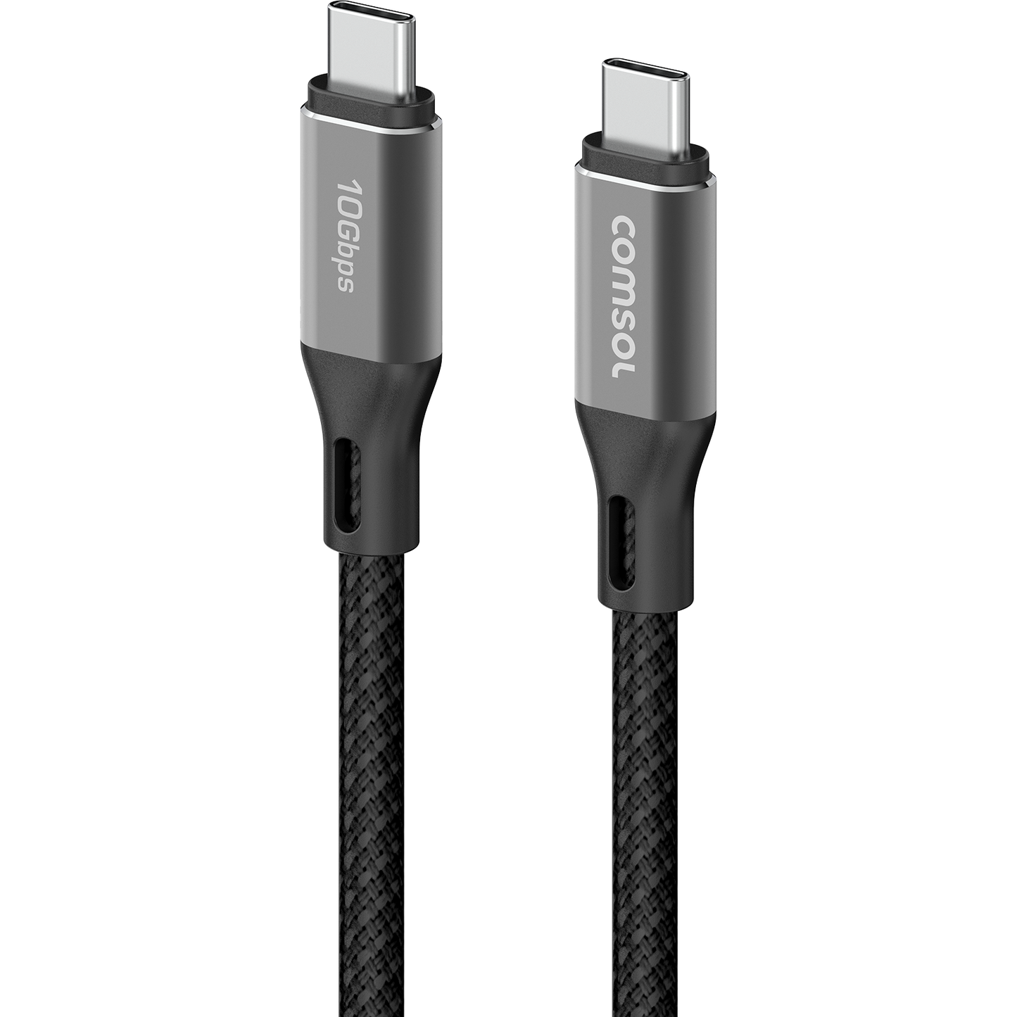 1.2m USB-C to USB-C Silicone + Fabric Cable 10Gbps Black