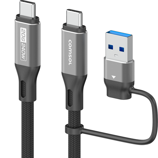 1m 2-in-1 USB-C & A to USB-C 4K Cable 240W