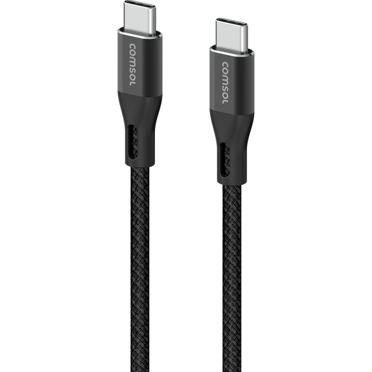 2m USB-C to USB-C Silicone + Fabric Cable Black