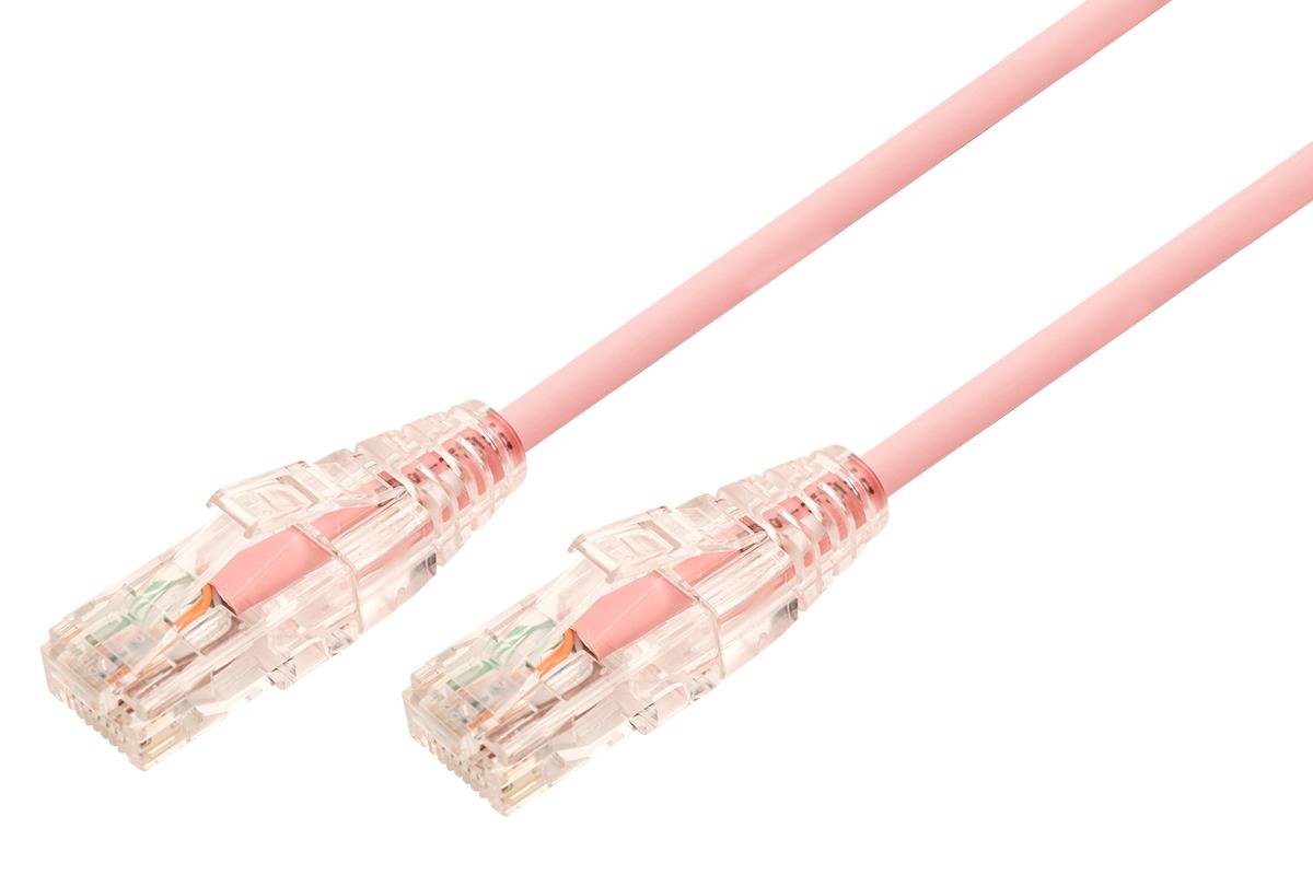 2m 10GbE Ultra Thin Cat 6A UTP Snagless Patch Cable LSZH (Low Smoke Zero Halogen) - Salmon Pink