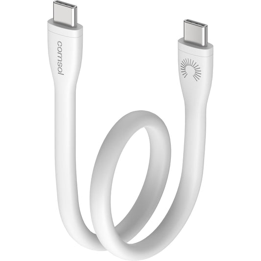 25cm Silicone USB-C to USB-C Cable White