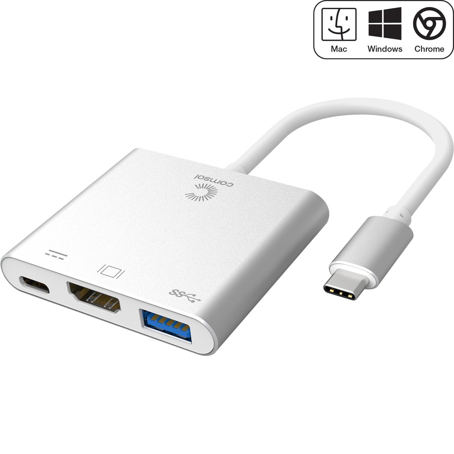 Comsol USB-C Male to  HDMI/USB 3.0/USB-C Adapter