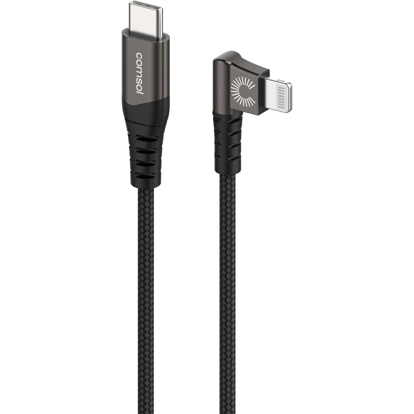 1.2m USB-C to Right Angle Lightning Cable Black