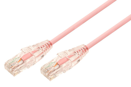 1m 10GbE Ultra Thin Cat 6A UTP Snagless Patch Cable LSZH (Low Smoke Zero Halogen) - Salmon Pink