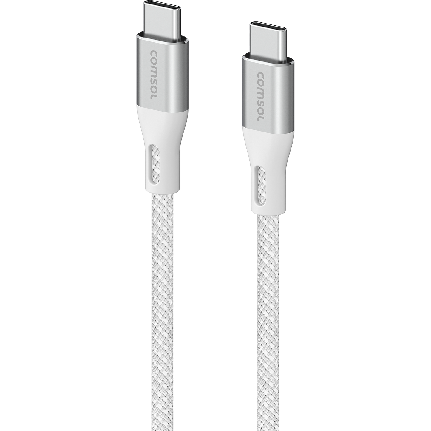 1.2m USB-C to USB-C Silicone + Fabric Cable White