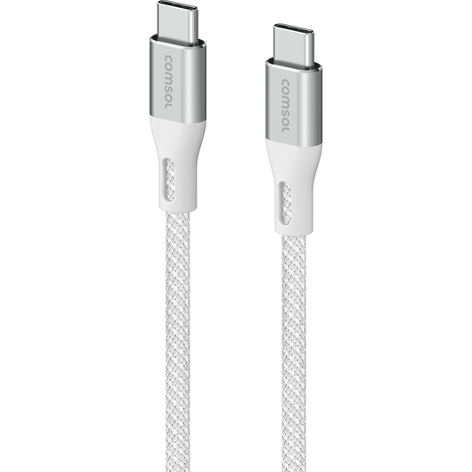 1.2m USB-C to USB-C Silicone + Fabric Cable White